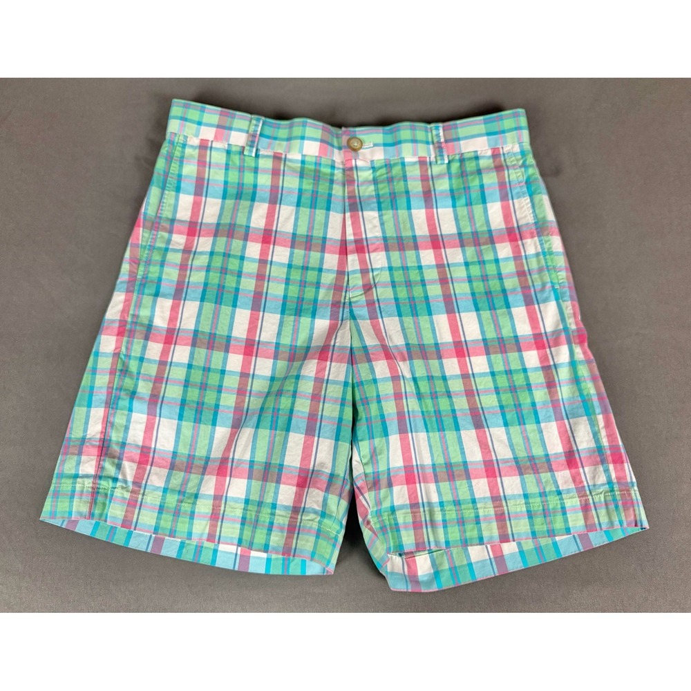 Southern Tide Skipjack Shorts Mens 33 Multicolor Plaid Flat Front Stretch Cotton